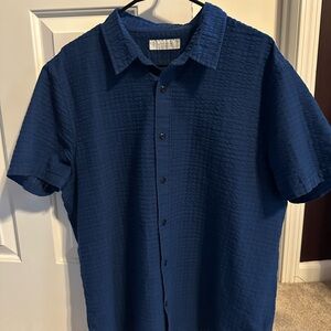 Lucky Brand Navy Textured Button Down Shirt